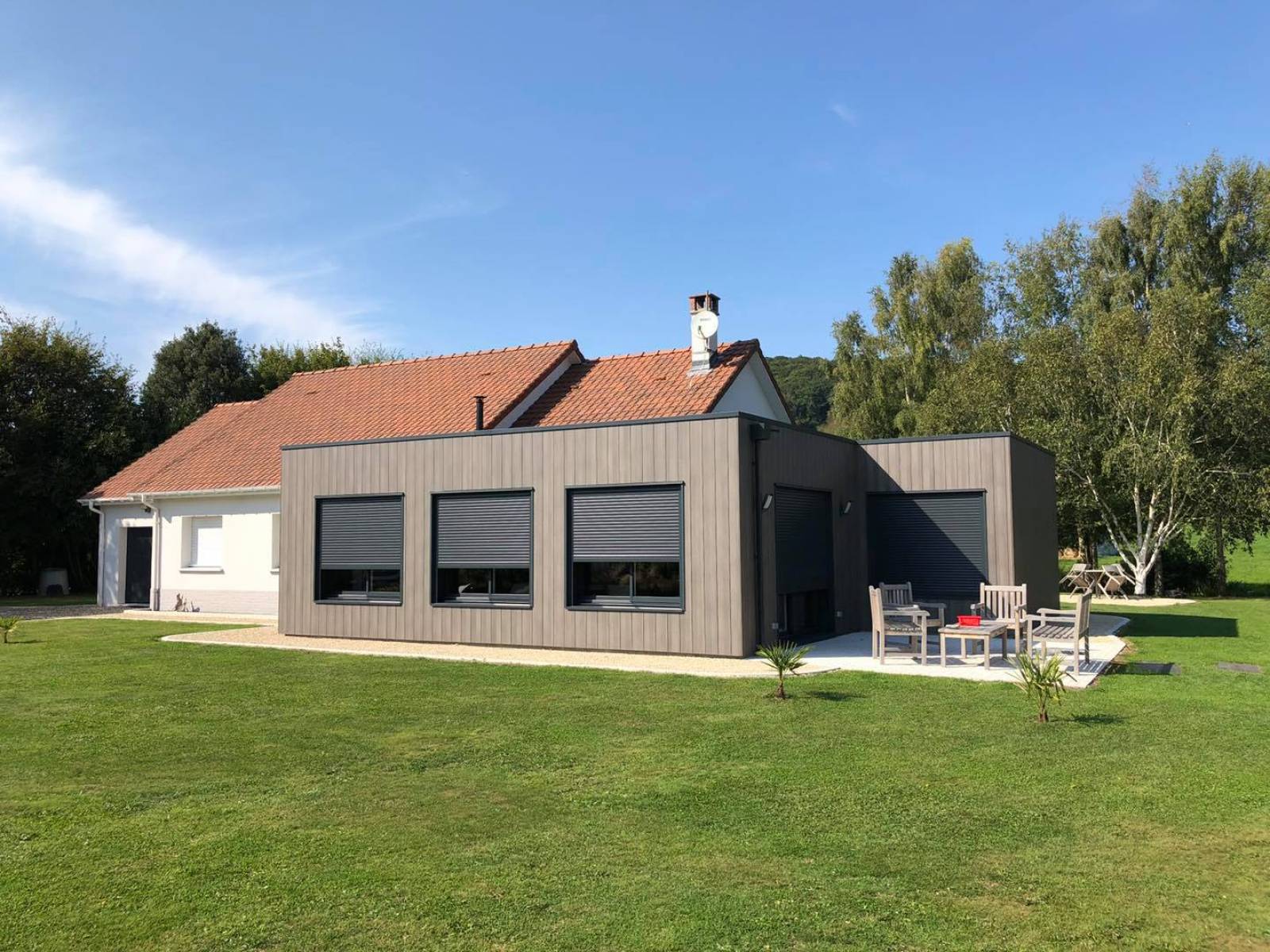 Extension de maison en bois réalisée par Esprit Bois à Saint Léonard (76)